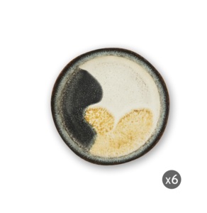 Set di 6 Piatti da Dessert in Ceramica Rotondi Minimalisti con Smalto Reattivo Lucido e Stampa Digitale in Rilievo Excelsa Dioniso - Product Image 1