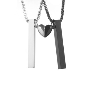 Collar de Amistad de Acero Inoxidable con Logotipo Personalizado, Collar de Corazón con <span class=keywords><strong>Fuerza</strong></span> Magnética para Parejas - Product Image 1