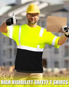 T-shirt de sécurité haute visibilité à manches courtes Logo personnalisé Bande réfléchissante Vêtements de travail Chemises de sécurité Vêtements de sécurité réfléchissants - Product Image 4