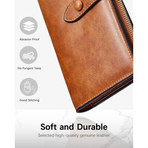 Portefeuille en cuir pour femmes, blocage RFID, grande capacité, portefeuille à trois volets, porte-cartes et portefeuille pour téléphone pour femmes, élégant - Product Image 5