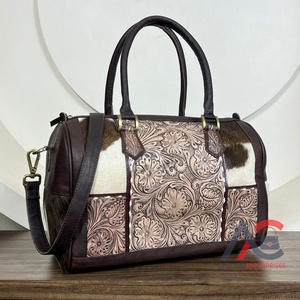 Custom Large Capacity Men & Women Travel <b>Bag</b> Luxury Designer Hand Tooled Cowhide Leather Duffle <b>Bag</b> Overnight Weekender <b>Bags</b> - Product Image 1