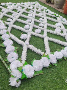 ผ้าคลุมหน้าเจ้าสาว Phoolo ki chador แบบดั้งเดิมดอกมะลิ dezi ดอกไม้ชายแดนภาคใต้ของงานแต่งงาน nikkah - Product Image 6