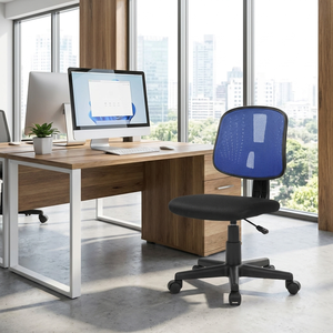 Silla de oficina ergonómica contemporánea de Seattle en negro/azul Diseño de elevación moderna con materiales de PP y tela para uso doméstico - Product Image 2