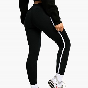 Mallas deportivas para levantar glúteos hechas a medida con rayas laterales de cintura alta, transpirables, para entrenamiento en el gimnasio, ropa activa, pantalones para mujer - Product Image 2