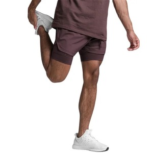 2025 personnalisé 2 couches ourlet incurvé maille court entraînement multi poches Double couche course basket-ball GYM Shorts pour hommes - Product Image 1