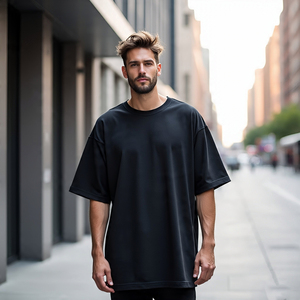 T-shirts à épaules tombantes pour hommes T-shirts à manches courtes à panneaux multiples T-shirts pour hommes décontractés pour la course à pied et le fitness T-shirts surdimensionnés pour hommes - Product Image 4