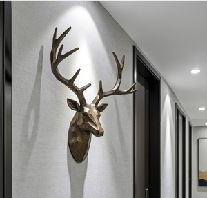 Stag Head Wall Mounted Ornament Large Stags Antlers Aged Reindeer Home Sculpture - View #2