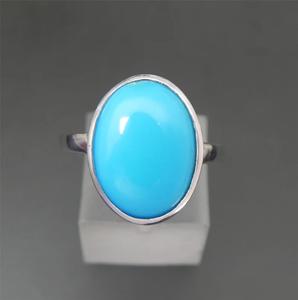 Bague de fête pour femme en argent sterling 925 avec pierre précieuse Aqua calcédoine coupe ovale Design de bijoux d'anniversaire élégant - Product Image 2