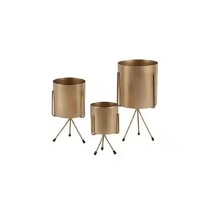 Jardinière moderne en métal doré avec support Pot de fleurs d'intérieur élégant avec un design unique Décoration de bureau à domicile la plus vendue pour le jardin - Product Image 2