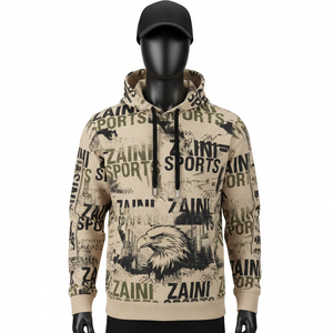 Sweat à capuche pour homme en coton et polyester de qualité supérieure, polaire 300 GSM, doux et chaud, imprimé sur toute la surface, logo personnalisé, sweat à capuche basique pour homme - Product Image 6