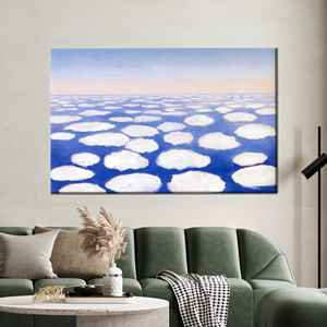 Tableau mural sur toile abstrait Nuageux et Marin, Impression Horizontale Sereine Bleue et Blanche, 1P : Prêt à accrocher - Product Image 1