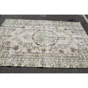 Alfombra de Área Jacquard Lavable de Poliéster con Diseño Clásico de Patchwork, Color Beige Verde Tradicional, 5.5 x 9 pies, Estilo Turco Vintage - Product Image 3