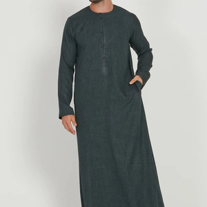Moda islámica hombres Thobes Jubba 100% alta calidad oscuro traje largo Thobe caliente musulmán masculino Abaya musulmán hombres ropa Thobe - Product Image 1