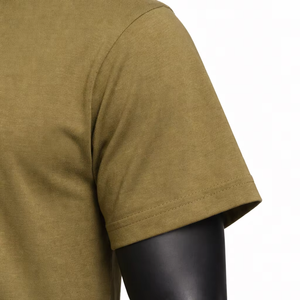 Camiseta Casual Verde Oliva para Hombre Wellprove, Cuello Redondo, Manga Corta, Lisa, 100% Algodón, Corte Holgado, Color Sólido, Transpirable - Product Image 5