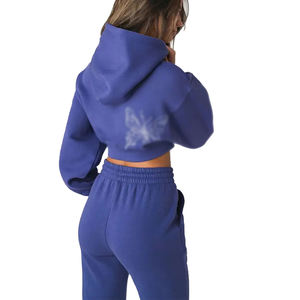 2025 Top qualité décontracté femmes survêtements deux pièces costume hiver porter poids lourd Logo personnalisé femmes survêtements - Product Image 2