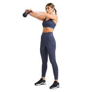 Ensemble de yoga sans couture pour femmes Fitness perceuses vêtements de sport soutien-gorge de sport côtelé grande taille pantalon Logo personnalisé taille impression mode - Product Image 6