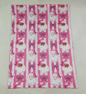 Mantas Navideñas para Bebés Niñas con Lazos de Rayas Rosas y Diseño de Santa Claus - Product Image 3