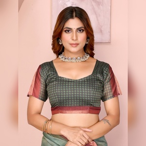 Sari indien en soie élégant vert noir marron pour femmes, vêtements de fête, vêtements de mariage, vêtements de cérémonie - Product Image 6