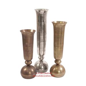 Centro de Mesa Moderno para Bodas en Plata y Oro, Florero de Piso de Aluminio/Latón, Urnas de Flores Hechas a Mano para Decoración de Bodas - Product Image 1