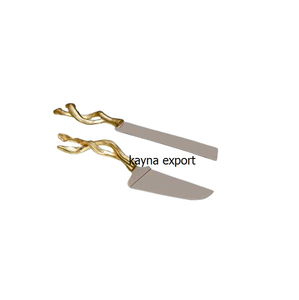 Juego de Cubiertos de Acero Inoxidable con Acabado Espejo, Estilo Artesanal, Mango Largo, Cuchillo para Servir Pastel Chapado en Oro, Decoración de Cocina - Product Image 6