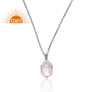 Collar con colgante de piedras preciosas de cuarzo de cristal Natural de plata de ley oxidada de última tendencia, fabricante de joyería personalizada - Product Image 4