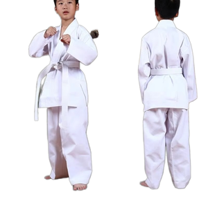 100% ชุดคาราเต้ผ้าฝ้ายน้ำหนักเบาสำหรับเด็กวัยรุ่นชุดศิลปะการต่อสู้แบบทึบมีเชือกผูกสำหรับคาราเต้เทควันโด - Product Image 1