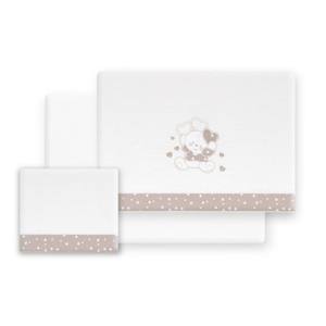 Juego de Ropa de Cama de Franela de 3 Piezas con Diseño de Osos y Corazones para Cochecito, Modelo Tejido con Patrón de Personajes OSO CORAZONES - Product Image 1
