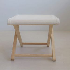 Sedia Pieghevole WELL HOME con Telaio in Legno di Faggio e Finitura Non Verniciata 46x46x50cm Tela Grezza - Product Image 3