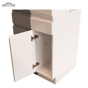 Nueva tendencia PET Alto brillo Superposición completa Puerta de losa Estructura sin marco europea RTA Armarios de base de cocina Unidades para apartamento - Product Image 5