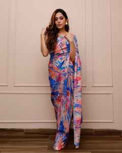 Georgette-Saree estampado de alta calidad para mujer, blusa triturada y cinturón Sabyasachi, de proveedor indio de alta calidad - Product Image 2