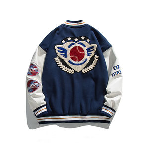 Veste universitaire de baseball vintage brodée en chenille de laine avec logo personnalisé pour hommes hiver tissu blanc manches en cuir Letterman Design - Product Image 2