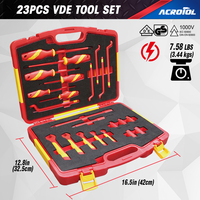 Kit d'outils d'électricien isolés VDE 1000V OEM 23 pièces, ensemble d'outils à main CRV 3/8'' avec tournevis, pinces, clés et douilles pour la réparation