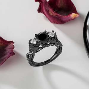 Jeulia Men's Radiant Cut Moissanite <b>Skull</b> Three Stone Engagement <b>Ring</b> Rhodium Plated Sterling Silver - Product Image 6