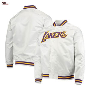 Blouson d'université en satin noir unisexe, patchs de broderie d'équipe élégants, manteau d'hiver Streetwear à la mode pour le baseball - Product Image 1