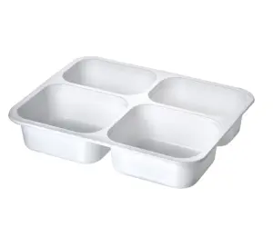Caja de embalaje de plástico PP, bandeja sellable de alimentos frescos y congelados, 4 capas divididas, desechable, fuerte, gran oferta