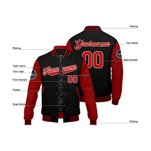 Blouson universitaire personnalisé à col montant, manches et corps en laine, broderie du logo – Coupe-vent, respirant, promotionnel pour homme, été - Product Image 4