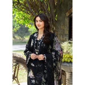 Ensemble de costume ELAF pour femmes, chemise en coton brodée Chikan, dupatta imprimé en mousseline et pantalon - BIC-4811 - Product Image 2