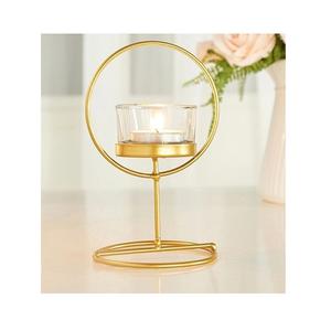 Ensemble de 2 bougeoirs à suspendre au mur couleur or Bougeoir en fer et en verre de conception la plus récente pour les accessoires de décoration murale - Product Image 3