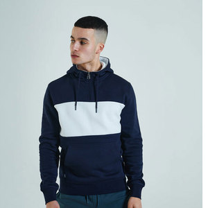Sudadera con Capucha para Hombre, 100% Algodón, con Cierre de Cremallera de un Cuarto, Paneles en Contraste y Bloques de Color, Logotipo Personalizado, OEM, Estilo Urbano, Venta al Por Mayor - Product Image 6