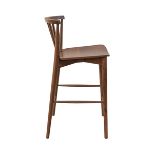 Silla de Bar Moderna con Respaldo de Madera de Teca Maciza y Asiento Ergonómico de Madera para Hotel, Restaurante, Hogar y Bar - Product Image 4