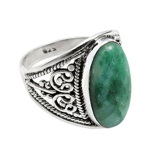 Joyería hecha a mano, conjunto de bisel de piedras preciosas de Esmeralda natural, anillo de forma ovalada, regalo para ella, anillo de Plata de Ley 925, precio al por mayor - Product Image 1