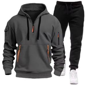 Ensemble de survêtement pour homme, jogging décontracté, veste et pantalon à capuche, ensemble de 2 pièces, hip hop, course à pied, tenue de sport - Product Image 5