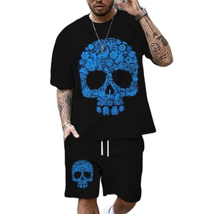 Ensemble deux pièces pour hommes imprimé High Street Summer T-shirt et short décontractés avec chaussures de sport respirantes à séchage rapide Fermeture éclair ample - Product Image 1