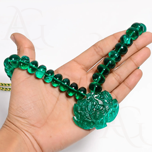 Cuentas de collar de Esmeralda cultivadas en laboratorio, hilo de piedras preciosas de corte Nano verde pulido liso facetado para fabricación de joyas personalizable - Product Image 6