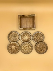 Juego de 6 posavasos de jacinto de agua con borde de bambú Productos ecológicos Hecho en Vietnam Decoración de mesa al por mayor - Product Image 6