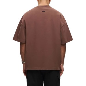 Venta al por mayor de camisetas personalizadas para hombres Dtg, camisa recortada de gran tamaño de 250GSM de algodón orgánico en caja con hombros caídos, camisetas en blanco para hombres - Product Image 2