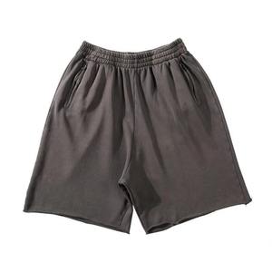 Grueso 380g Culturismo Pantalones cortos de chándal Fitness Jogger Gimnasio Hombres Gris West Shorts Bolsillos con cremallera negra - Product Image 1