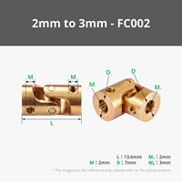 Couplage d'arbre à joint universel rigide et flexible en laiton, vis OEM prises en charge, araignée élastique standard, alésage 10 mm, diamètre extérieur 7,0 mm, 13,6 mm