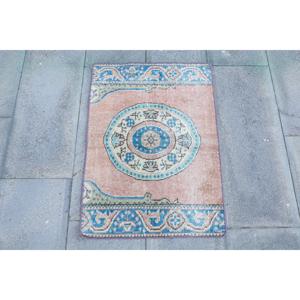 Alfombra Turca Pequeña de 1.8x2.7 pies, Alfombra Azul Vintage del Suroeste - Product Image 1