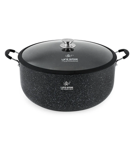 Marmite en granit de qualité supérieure antiadhésive avec couvercle en verre et bord en silicone - Product Image 1